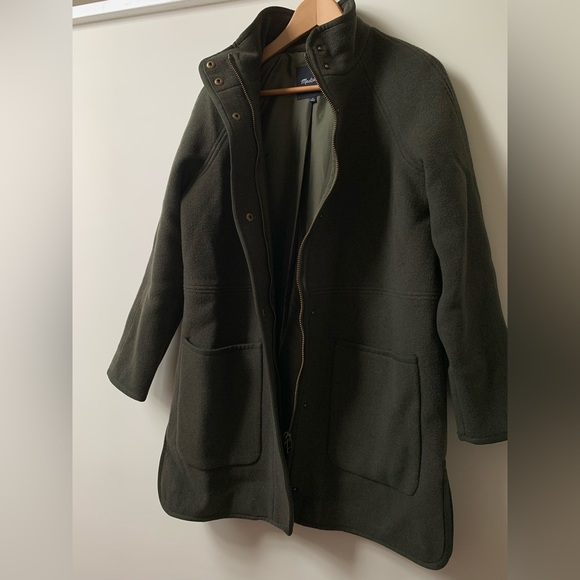 NEW Madewell Estate Wool Cocoon Coat in Dried Olive Melange, size Small - Picture 3 of 13